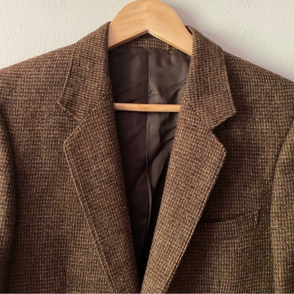 Jean Paul Germain Blazer Suit Jacket Single Button Long Sleeve Tweed Brown - Picture 3 of 8